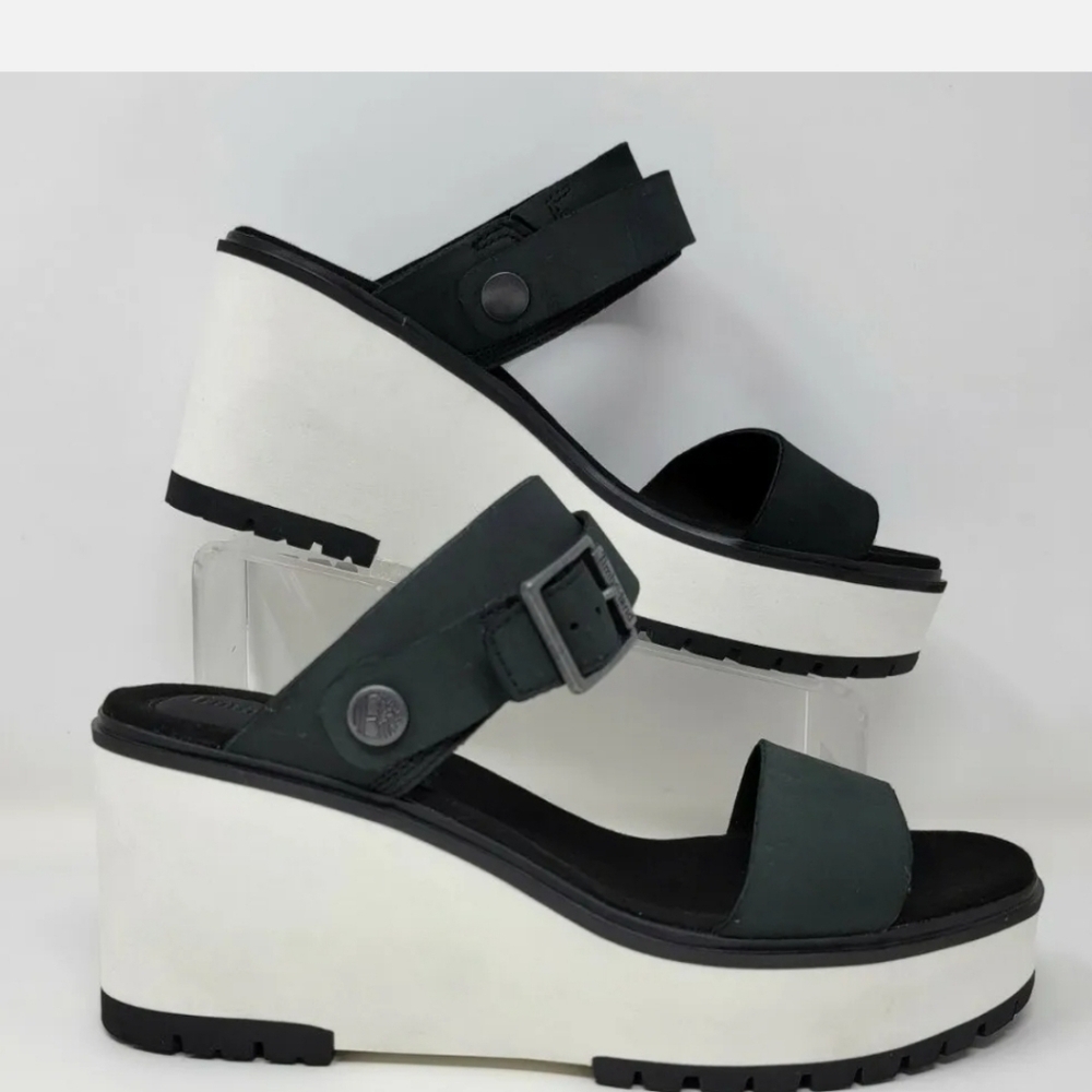 Timberland Women's Koralyn Black & White Sandals Size 9.5 A26SF New